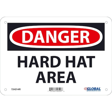 Global Industrial Danger Hard Hat Area, 7x10, Rigid Plastic 724214R